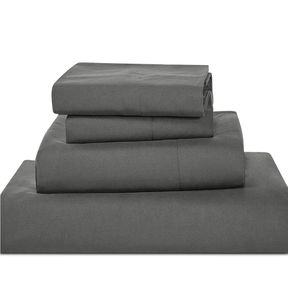 Gray Full Size Microfiber Solid Sheet Set